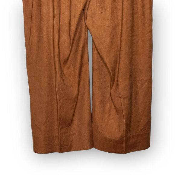 Cabi #6478 Cruise Crop Sienna Brown Linen Blend Pants Coastal Beach Women Medium - Picture 7 of 11